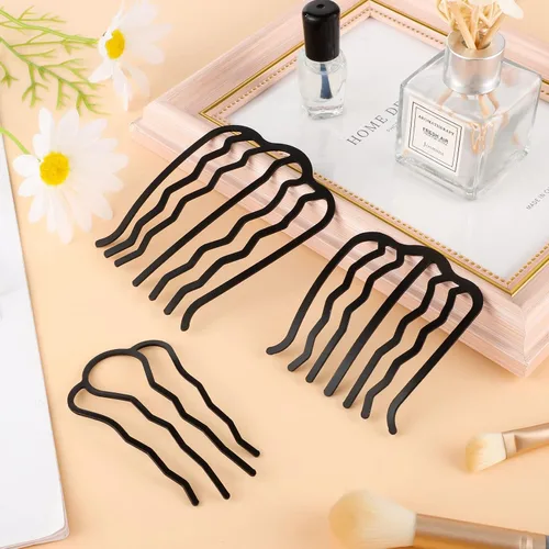 Miniatura 4 de Peines para el cabello en forma de U para mujer, estilo vintage estilo vintage (Negro)
