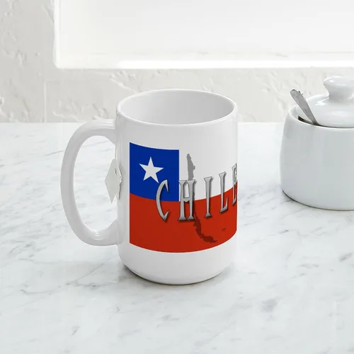 Miniatura 5 de CafePress Taza de café de cerámica extra grande de 15 oz (15.0 fl oz) con bandera de Chile