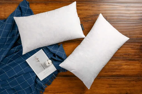 JA COMFORTS Relleno de almohada de plumón de ganso de 12 x 20 pulgadas (juego de 2), relleno de plumón de 5%, alto peso, funda de algodón de 250