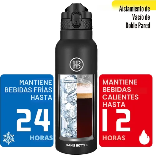 Miniatura 6 de Han's Bottle Botella de agua deportiva de 24 onzas, tapa con pajilla, a prueba de fugas, acero inoxidable aislado al vacío, doble pared, taza