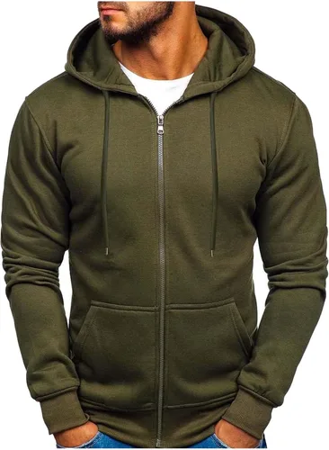 Sudaderas casuales con capucha para hombre, con cremallera completa, para gimnasio, deportes, correr, bolsillos con cremallera, cuello alto, manga