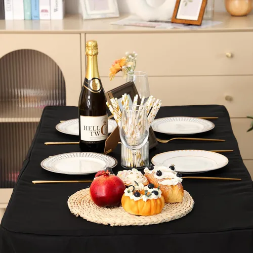 Miniatura 4 de Fixwal Fundas de mesa, paquete de 2 fundas ajustadas de 4 pies, protector de mesa negro para mesa plegable, mantel ajustado de 48 x 24 pulgadas