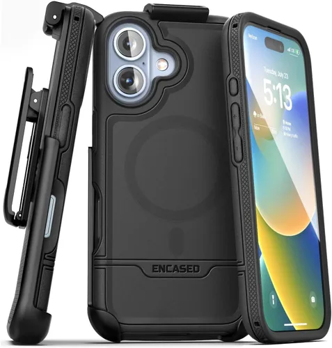 Miniatura 26 de ENCASED Funda para cinturón con clip para iPhone 11 (2019 Rebel Armor) Funda protectora resistente de cuerpo completo con soporte (Negro)
