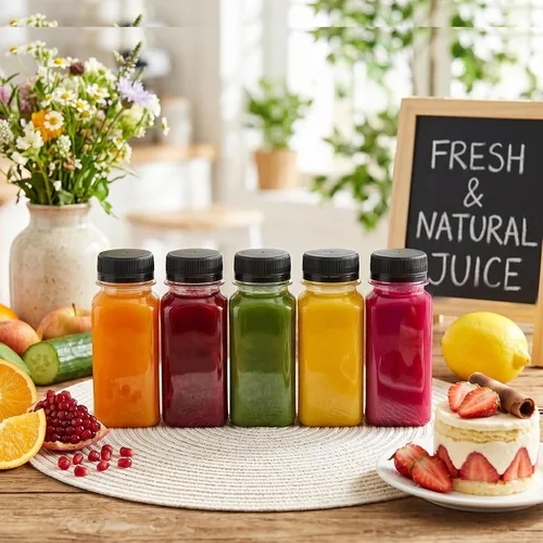 Miniatura 6 de TOMNK 12pcs 2oz Plastic Shot Juice Bottles with Caps, Reusable Clear Bulk Beverage Containers for Ginger Shot, Juice, Milk and Other Beverages