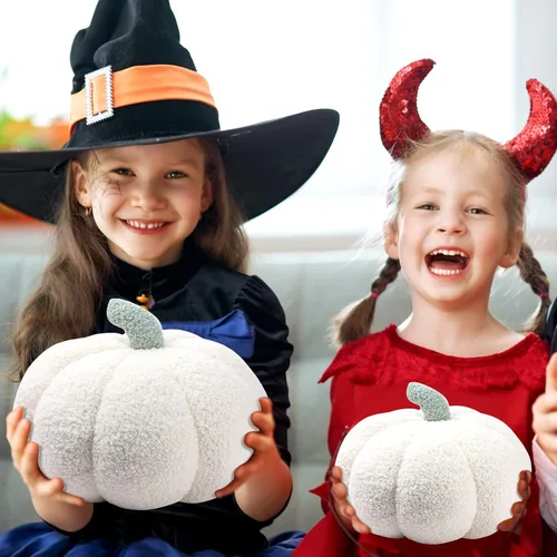 Miniatura 4 de Kajaia 4 almohadas de otoño decorativas de calabaza de Acción de Gracias, almohada de otoño de 11 pulgadas, 7 pulgadas, cojín 3D de Acción de Blanco