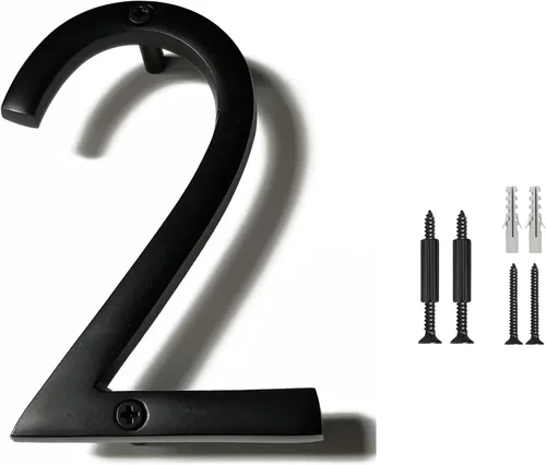 Miniatura 18 de NACH Números de casa flotantes, números de casa negros de aluminio de 6 pulgadas para exteriores, número 5, números de puerta con accesorios