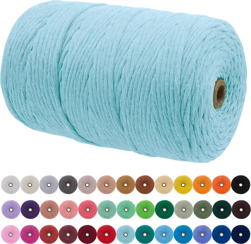 Miniatura 129 de JeogYong Cordón de macramé de un solo hilo 2mm x 164 yardas (492 pies) Cuerda de algodón suave, hilo de macramé 2 mm, suministros de macramé
