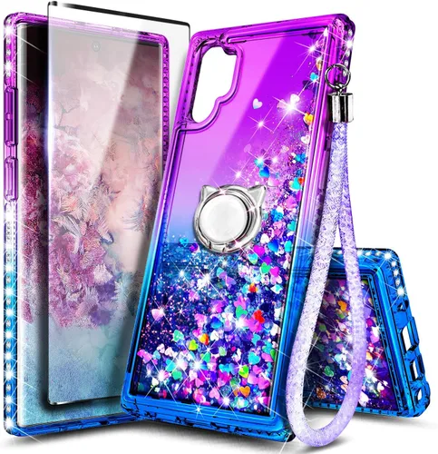 Miniatura 42 de NGB Diseñada para funda Samsung Galaxy Note 10+ (Plus), Rosa/Aguamarina Funda con Purpurina Líquida Brillante Linda para Mujeres Niñas Niños