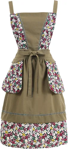 Pinknoke Delantales de cocina para mujer con bolsillos, lindo delantal vintage de chef, delantal pinafore para jardinería, cocina, horneado, pintura