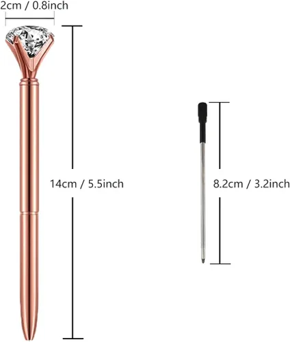 Miniatura 4 de Oddmoal Bolígrafos de diamantes divertidos y elegantes para mujer, bolígrafos de metal brillante, tinta negra, 12 unidades (colores mezclados)