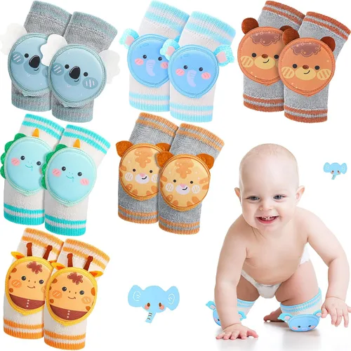 Miniatura 6 de Preboun 6 pares de rodilleras de bebé para gatear antideslizantes, protectores de rodilla transpirables para niños y niñas, 0-3 años de edad