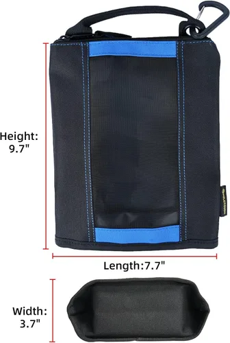 Miniatura 2 de MELOTOUGH Bolsa de herramientas de lona pequeña con cremallera - Bolsa con cierre con ventana de malla y clip de mosquetón (4, Azul)