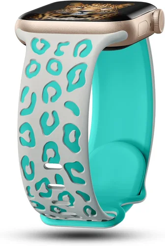 Miniatura 11 de CreateGreat Correas de leopardo grabadas compatibles con Apple Watch Band de 1.575 in 1.614 in 1.496 in 1.654 in 1.732 in 1.772 in 1.811 in 1.929 in