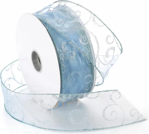 Miniatura 19 de Morex Ribbon Cintas transparentes con purpurina con espiral, cinta navideña para manualidades y decoraciones de Navidad, envoltura de regalos, 1.5