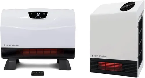 Heat Storm Phoenix - Calentador de espacio infrarrojo con pies acoplables, control remoto, eficiencia energética: 750-1500 vatios, suelo o pared