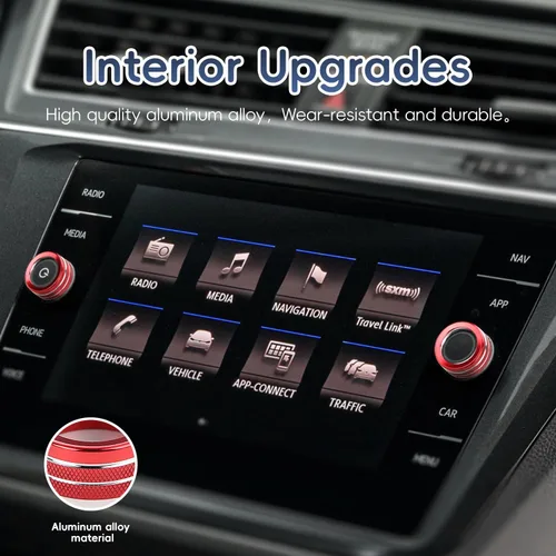 Miniatura 5 de Auovo Fundas para perilla de radio compatibles con accesorios Volkswagen VW, Tiguan Taos, Jetta, Atlas, Arteon, golf, aleación de aluminio, cubierta