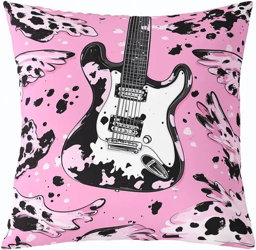 Miniatura 18 de Castle Fairy Cowboy Boots Throw Pillow Cover 16"x16" Bohemia Musical Guitar Pillowcase Western Rustic Cowgirl Reversible Print Cushion Cover Music