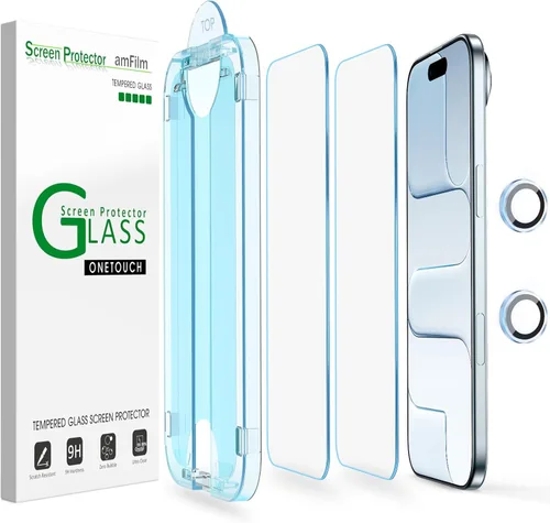 Miniatura 8 de amFilm OneTouch - Protector de pantalla para iPhone 12 Pro Max (6.7 pulgadas, 2020) con kit de fácil instalación, vidrio templado, paquete de 2