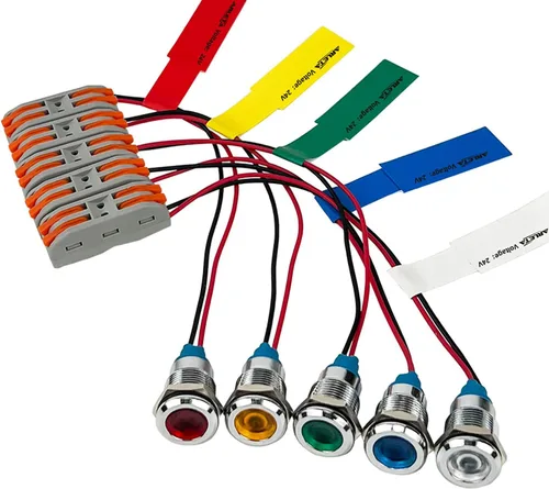 Miniatura 7 de ARLETA 5pcs ahorro de energía indicador de metal luz agujero de montaje tamaño 0.236 in voltaje AC/DC 12V/24V/110V corriente 20mA verde amarillo