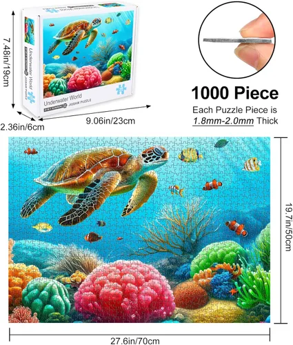 Miniatura 2 de Rocorose Rompecabezas para adultos de 1000 piezas, rompecabezas de tortuga marina del mundo submarino para actividad familiar, océano naturaleza