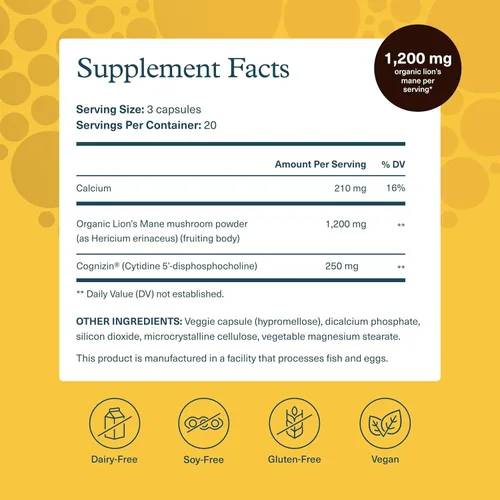 Miniatura 2 de Youtheory Lion's Mane Plus - Suplemento de hongos con Cognizin - Ofrece enfoque y apoyo cerebral* - 60 cápsulas vegetarianas