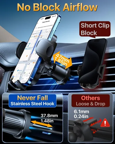 Miniatura 6 de YRU Verdadero Soporte para Teléfono de Automóvil de Grado Militar [Succión de Rotación 360°] 2025 Ultimate Soporte para Teléfono de Automóvil