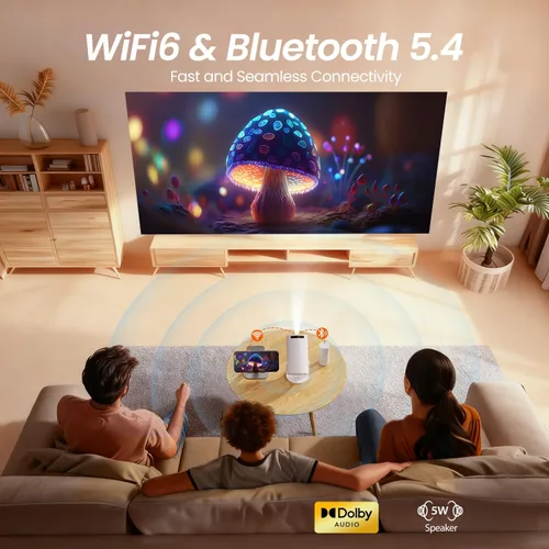 Miniatura 5 de Mini Proyector con WiFi y Bluetooth, Soporte 4k, Proyector Portátil para Exteriores, Proyector Inteligente con Android, Aplicación Integrada