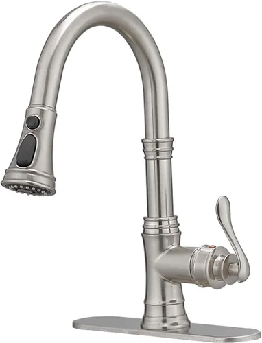 Miniatura 11 de Grifo de cocina negro mate con rociador extraíble, grifo de 3 funciones para fregadero de cocina, mango único, arco alto, cabezal de rociador