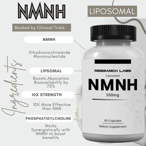 Miniatura 2 de Research Labs NMNH liposomal (alternativa al suplemento NMNN) 500 mg por porción 60 cápsulas (mononucleótido de dihidronicinamida) Suplemento NAD