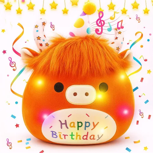 Miniatura 8 de Peluche de Dinosaurio de Cumpleaños - Juguete de Peluche Verde de 12" con Luz y Música de Feliz Cumpleaños, Peluche de Dino con Peso, Lindos Regalos