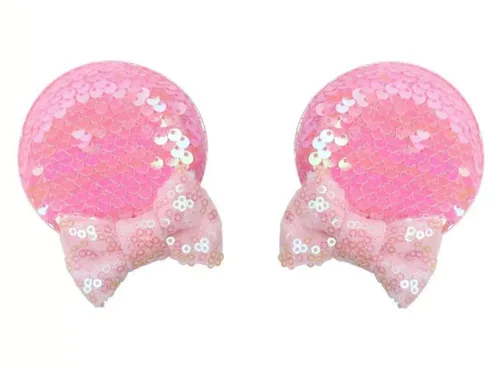 Miniatura 14 de CLGIFT Diadema para el pelo, Minnie Ears para bebé/niño pequeño, diadema flexible, lentejuelas en ambos lados, lilo, niñas