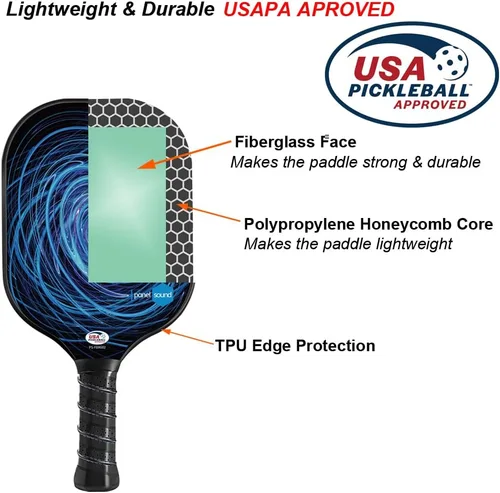 Miniatura 3 de Pickleball Paddles Set of 2 or 4, USAPA Approved Fiberglass Pickleball Racket Set with 4 Outdoor Pickleballs and 1 Carrying Case Paquete de 2: azul