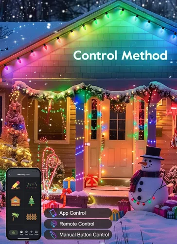 Miniatura 5 de Brightown Smart Christmas Lights Outdoor, 100 LED C9 Christmas Tree Lights with Remote, APP Controlled, Music Sync, Waterproof Connectable C9 String