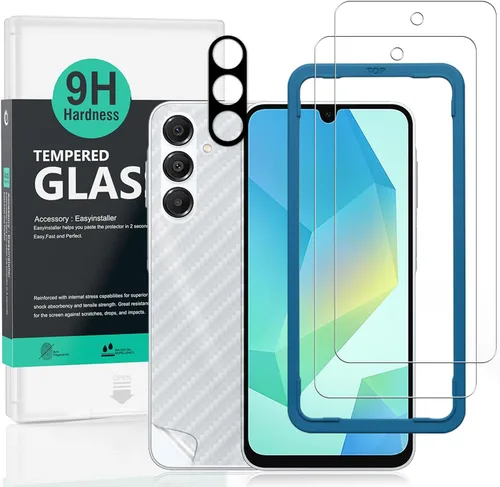 Miniatura 9 de Ibywind Paquete de 2 protectores de pantalla para Samsung Galaxy A14 5G/A14 4G (6.6 pulgadas) + 1 protector de lente de cámara + 1 película trasera