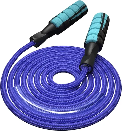 Cuerda de saltar de algodón ajustable con peso para mujeres, adultos y niños, cuerda de salto atlética para ejercicios de fitness (rosa)