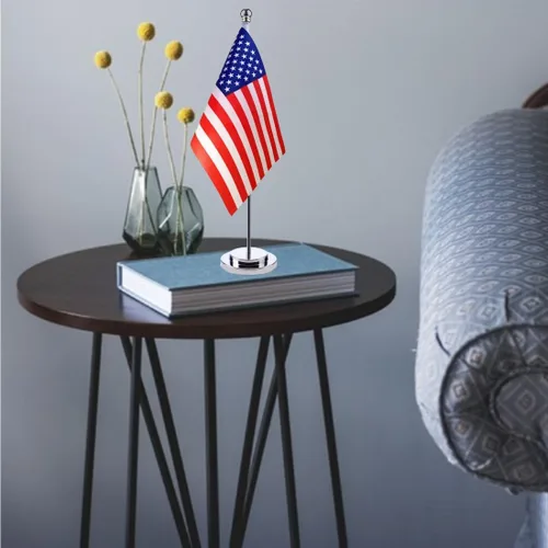 Miniatura 4 de Bandera de mesa de Estados Unidos con base de soporte de acero inoxidable de 11.8 in, banderas de escritorio de Estados Unidos, oficina, hogar, bar