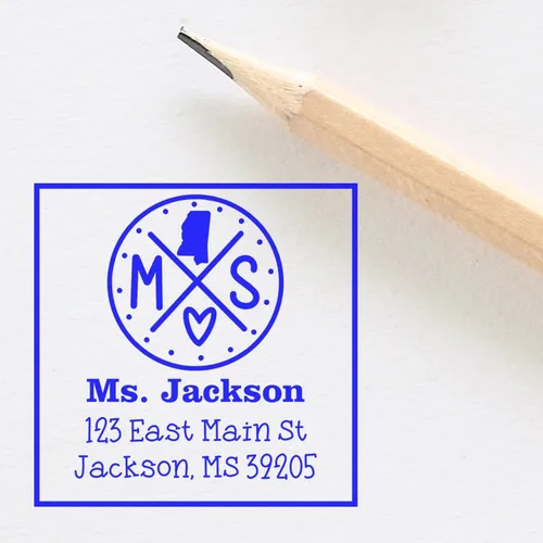 Miniatura 91 de Sello entintado moderno con nombre y dirección del estado de Alabama – Sello de dirección de devolución personalizado para invitaciones de despedida