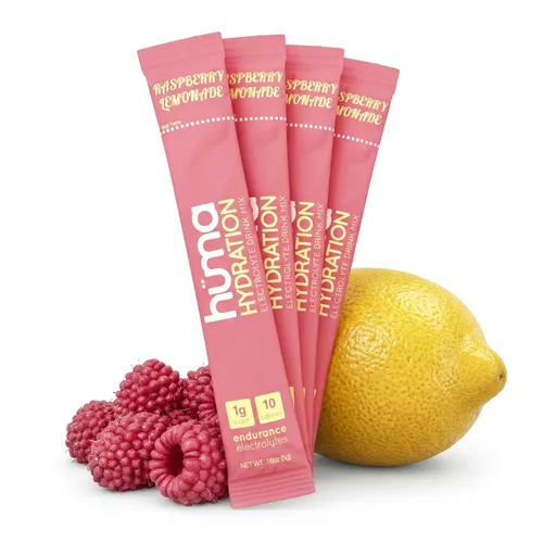 HUMA CHIA - Mezcla de bebida de hidratación, limonada de frambuesa, 15 paquetes, baja en calorías, alto contenido en electrolitos en polvo para