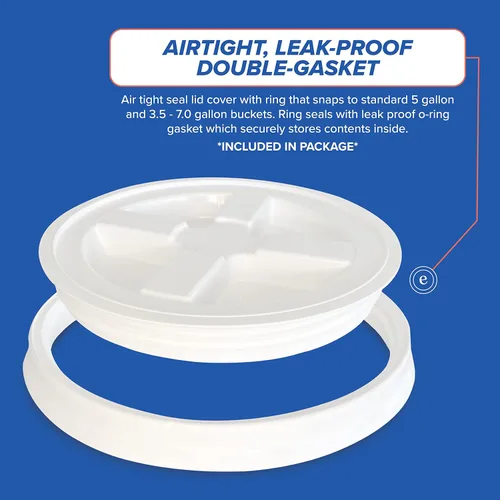 Miniatura 5 de ePackageSupply Cubeta blanca de 5 galones con tapa Gamma Seal de rosca hermética Fabricado en EE. UU. Grado alimenticio Resistente Cubo
