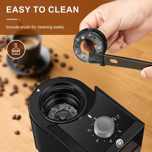 Miniatura 3 de Molinillo de café eléctrico de muelas, molinillo de café ajustable con 28 configuraciones precisas de molienda para prensa francesa, café de goteo