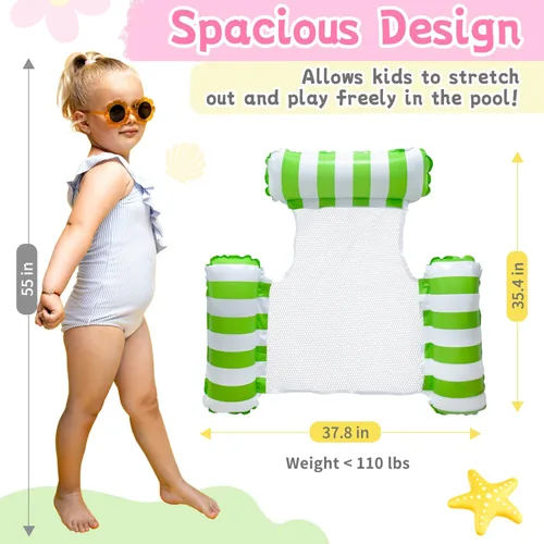 Miniatura 4 de Pool Floats Kids, Meegoo Pool Lounge Chairs 3 Tubes Floaties Water Hammock Inflatable Pool Toys for Kids Ages 8-12 for Summer Party Beach Vacation