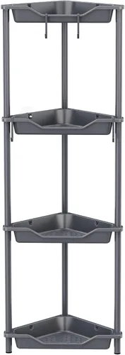 Miniatura 18 de Orimade Organizador de ducha esquinero de 2 niveles resistente a la oxidación, estante de esquina de piso de metal y plástico para baño, negro