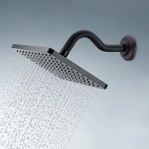 Miniatura 3 de Brazo de ducha curvado en forma de S de 8 pulgadas con brida de acero inoxidable, brazo de tubo de extensión de cabezal de ducha de repuesto, bronce