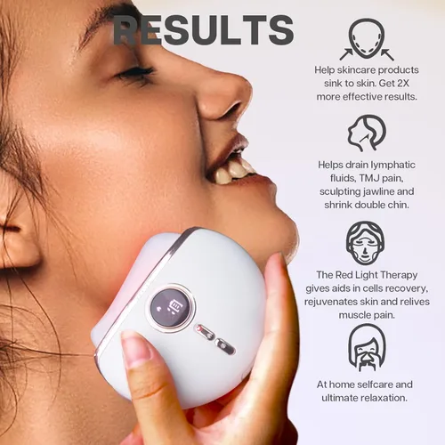 Miniatura 3 de VRAIKO Aurora - Dispositivo LED Gua Sha, herramienta facial Gua Sha de piedra de jade con calor y vibración, masajeador facial