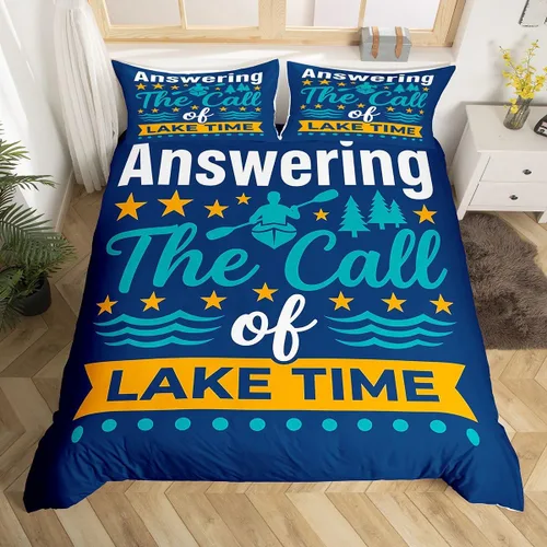 Miniatura 39 de Erosebridal Lake House Twin Bed Set for Boys Girls Kids, Blue and Beige Lakehouse 2Pcs Duvet Cover with Zipper, Rustic Farmhouse Bedding Sets