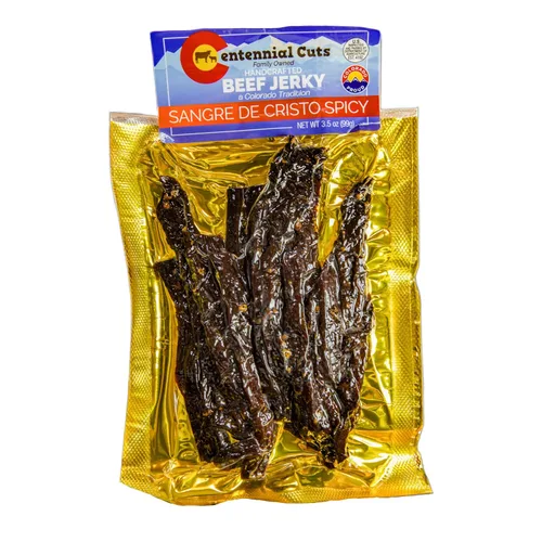Centennial Cuts - Sangre De Cristo Spicy Beef Jerky - 3.5 oz, de propiedad familiar, snack proteico