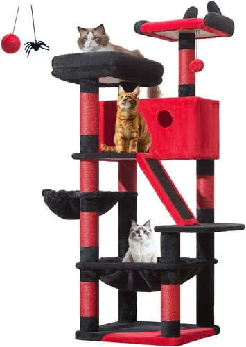 Miniatura 15 de Taoqimiao Árbol para gatos de 57.5 pulgadas, torre para gatos de interior para adultos, condominio extragrande para gatos, 8 postes rascadores