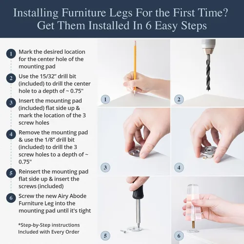 Miniatura 3 de Patas acrílicas para muebles, patas de mediados de siglo para sofá, silla, mesa, tocador, cama, armario, otomana. Las patas de muebles son fáciles