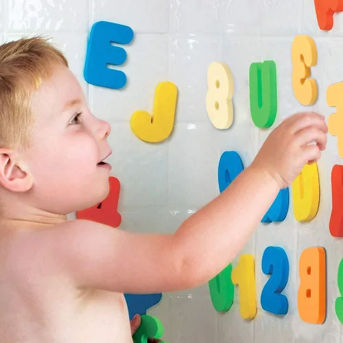 Miniatura 2 de Organizador de juguetes de baño + 36 de espuma suave ABC 123 letras y números, alfabeto de baño, juguetes para bebé, letras de espuma de aprendizaje