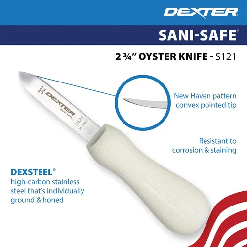 Miniatura 3 de Dexter-Russell - Cuchillo para ostras estilo New Haven de 2.75 pulgadas de la serie Sani-Safe